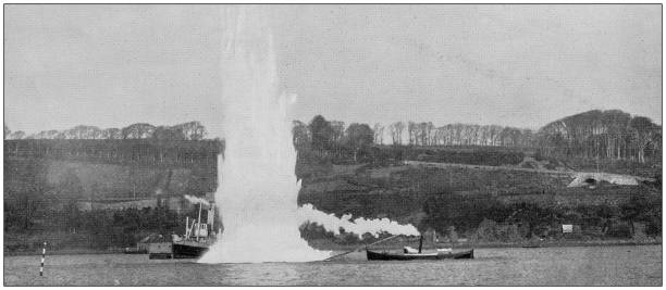 istock Navy and Army antique historical photographs: Boat with Torpedo 1027593516