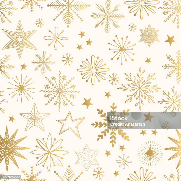 Snowflake Gold Pattern Glitter Vector Illustration Stock Illustration - Download Image Now