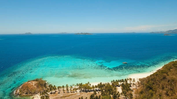 istock Aerial view beautiful beach on a tropical island Malcapuya. Philippines 1027593914