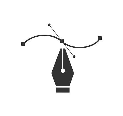 Pen tool cursor. Vector computer graphics. Logo for designer or illustrator. Design icon. The curve control points. isolated