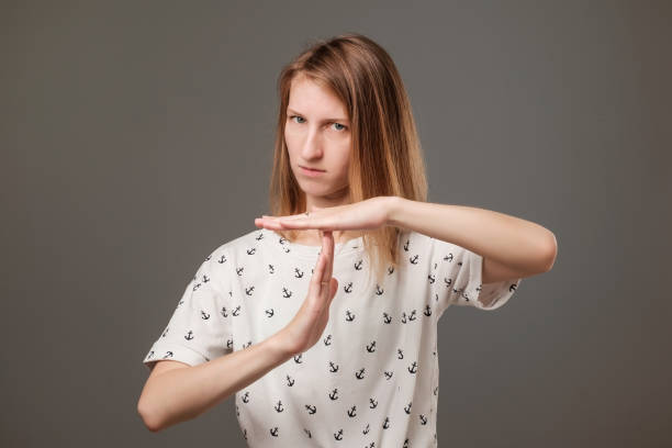istock Please, i need pause concept. European woman need time out. 1027607462