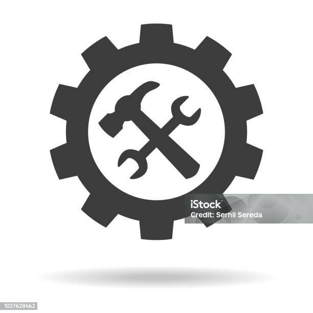 Service Tool Icon On White Background Stock Illustration - Download Image Now - Icon Symbol, Work Tool, Repairing