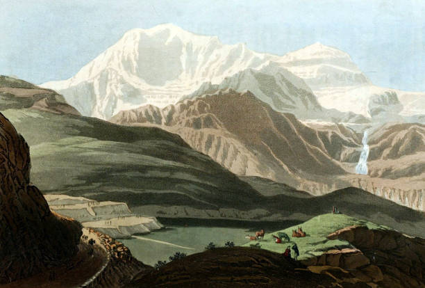 Old landscape painting watercolor