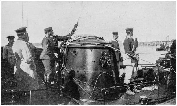istock Navy and Army antique historical photographs: German War Balloon attachment on ship 1027632684