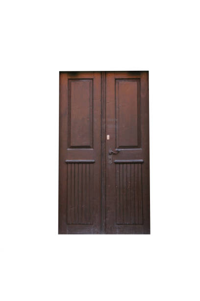 istock Wooden door isolated on white background 1027649484