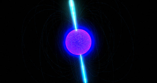 A neutronstar with high energy gamma ray beams. A neutronstar with high energy gamma ray beams in the outer space. neutron photos stock pictures, royalty-free photos & images