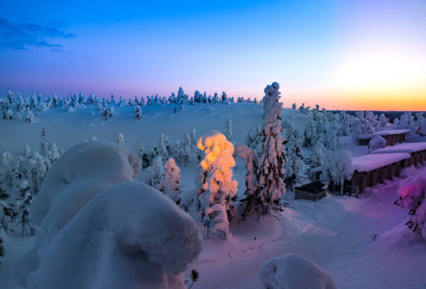 istock Fantastic winter sunrise in mountains with snow covered fir trees. 1027659482