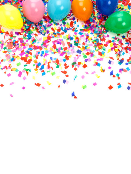 multi colored confetti background - copy space single object confetti nobody imagens e fotografias de stock