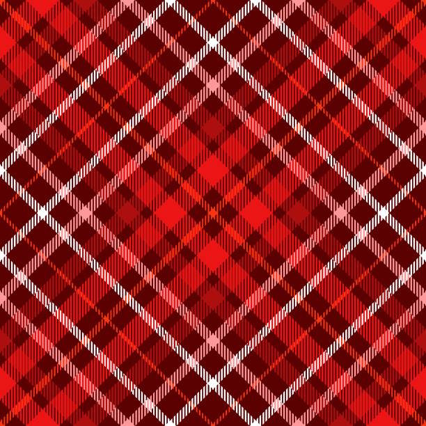 Plaid pattern in red, burgundy, pink and white All over fabric texture print plaid stock illustrations
