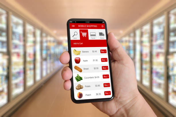 istock E-commerce internet shopping cart mobile phone app supermarket 1027666210