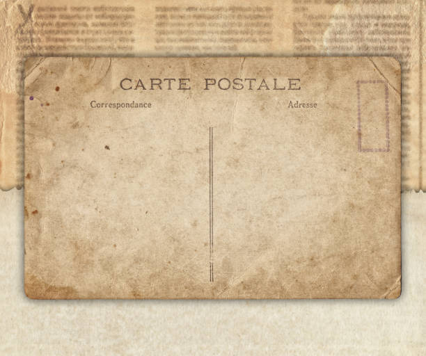 istock Vintage postcard on the old newspaper background 1027666322