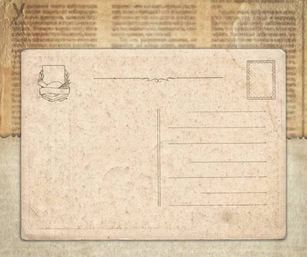 istock Vintage postcard on the old newspaper background 1027666386