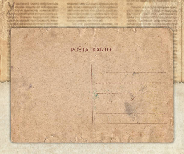 istock Vintage postcard on the old newspaper background 1027666426