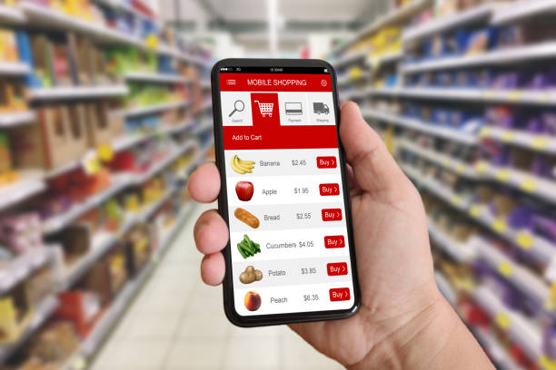 istock E-commerce internet shopping cart mobile phone app supermarket 1027666714