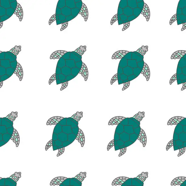 Vector illustration of turtle seamless pattern