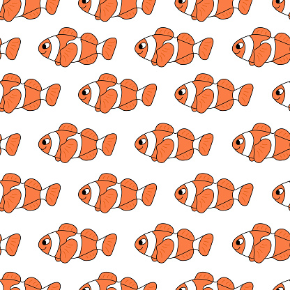 colorful clown fish seamless pattern