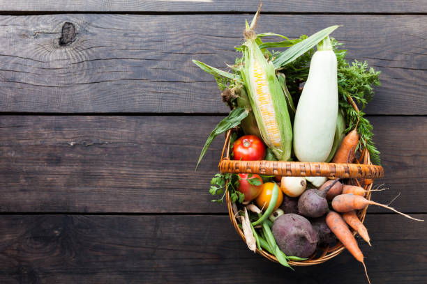 istock Fresh nutrient vegetarian food, farming sustainable. Copy space for text 1027674622