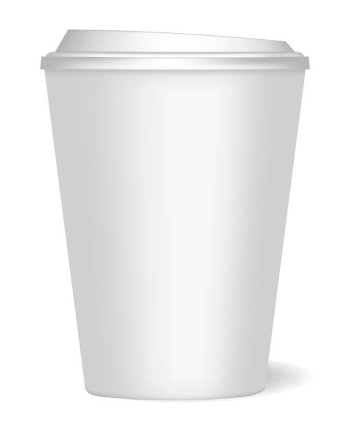 istock A mockup of a paper cup with lid and realistic shadow for coffee, tea, drinks, water. Can be used as a template for design. 1027674926