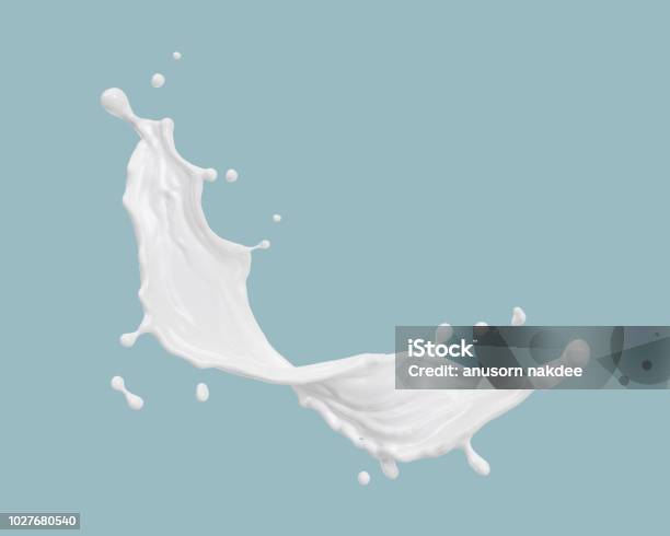 Milk Or Yogurt Splash Stock Photo - Download Image Now - Splashing, Milk, Cream - Dairy Product