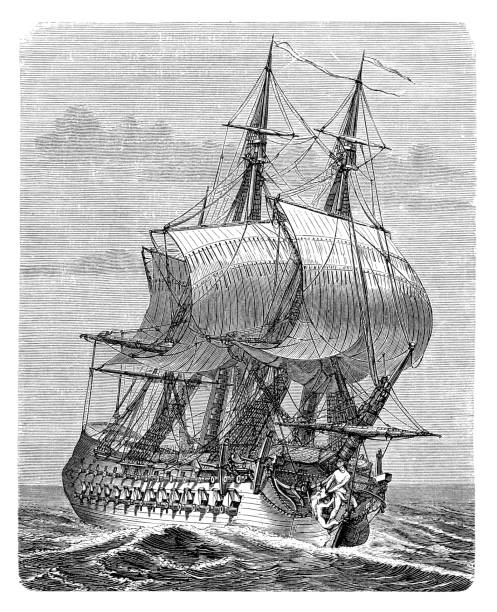 French frigate ship Hercule 18th century The french Hercules frigate of 58 cannons under King Louis XIV
Original edition from my own archives
Source : Illustrierte Geschichte 1883 fregata minor stock illustrations