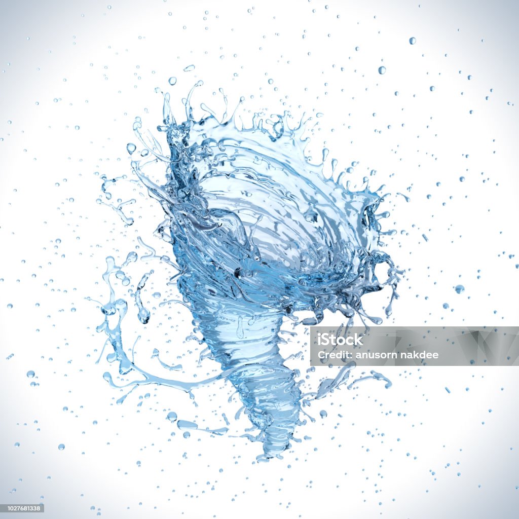 Respingos de água em forma de vórtice ou twister. - Foto de stock de Água royalty-free