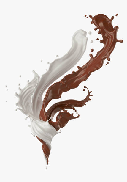 istock splash of Milk with Chocolate twisted and Mix. 1027681576