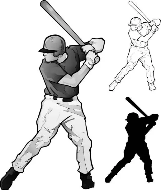 Vector illustration of Up to bat! (Baseball Vector)