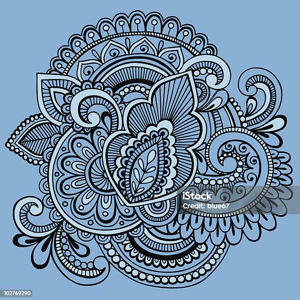 Handdrawn Henna Doodle Stock Illustration - Download Image Now - Abstract, Color Image, Decoration