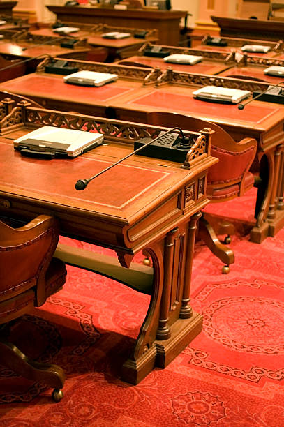 California Senate Chamber Desks stock photo