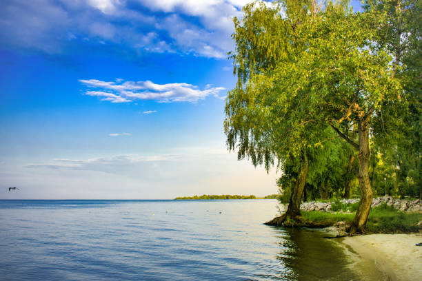 istock beautiful beach on the background of an unusual cloudy sky 1027693572