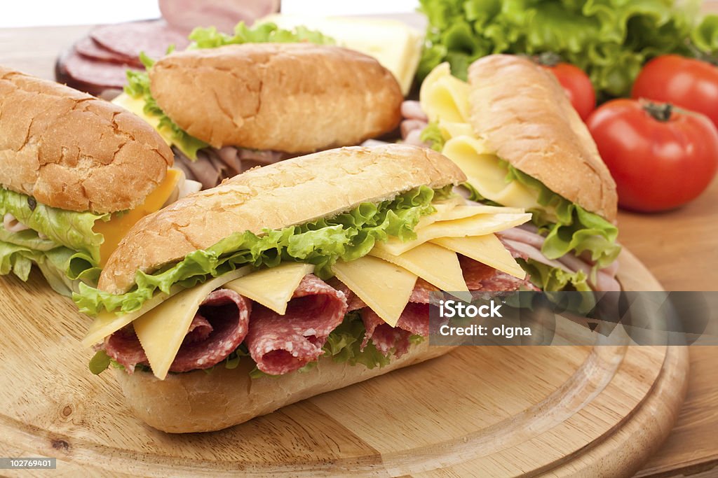 Grupo de sabrosos sándwiches - Foto de stock de Alimento libre de derechos