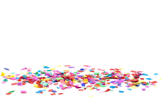 multi colored confetti background - copy space single object confetti nobody imagens e fotografias de stock