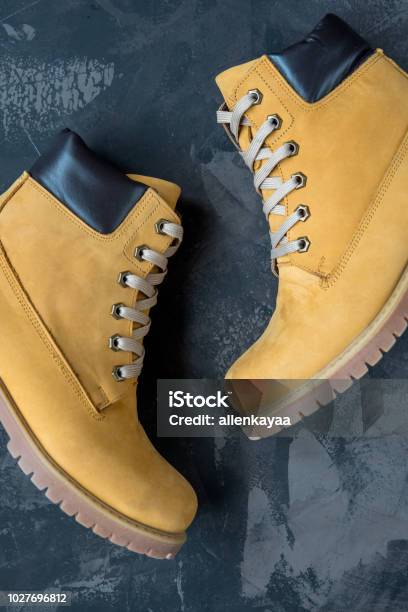 Womens Winter Boots Yellow Warm Boots For Trekking Stock Photo - Download Image Now