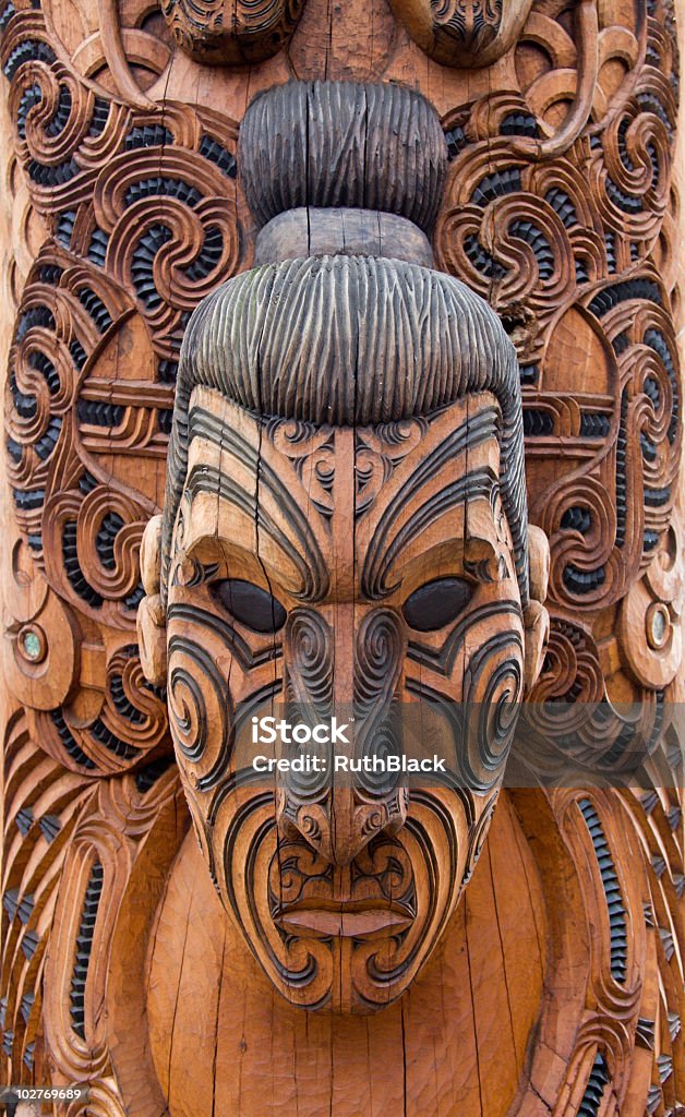 Escultura maorí - Foto de stock de Rotorua libre de derechos