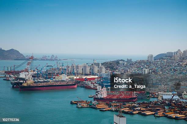 Porto Carga Vista Aérea Ásia - Fotografias de stock e mais imagens de Busan - Busan, Comercializar, Construir