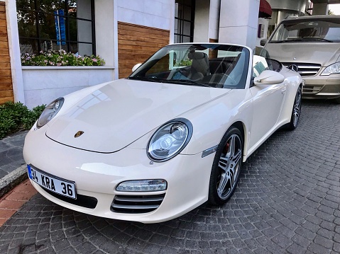 Istanbul,Turkey- August 29, 2018:Porche sports car parking in the street