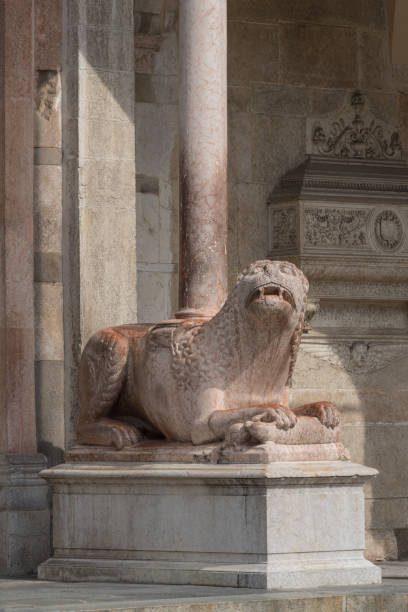 Lion statue in the Cremona Cathedral, Italy