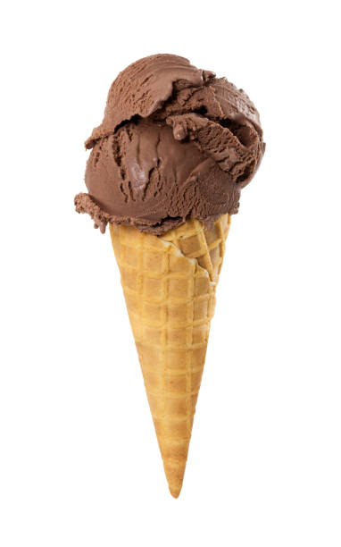 istock Chocolate ice cream in waffle cone isolated on white 1027710092