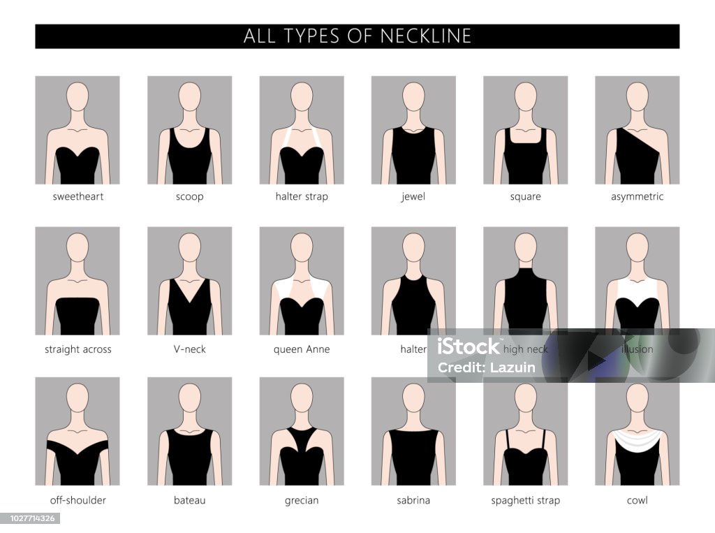 Set Of Neckline Types Stock Illustration Download Image Now Off set-of-neckline-types-stock-illustration-download-image-now-off