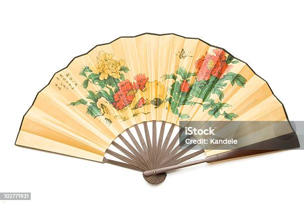 Asian Jedwab Fan Z Kwiatów I Motyli - zdjęcia stockowe i więcej obrazów Kultura chińska - Kultura chińska, Wachlarz, Akcesorium osobiste