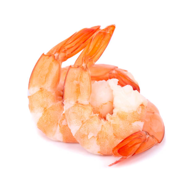 istock Red cooked tiger shrimps isolated on white background 1027726634