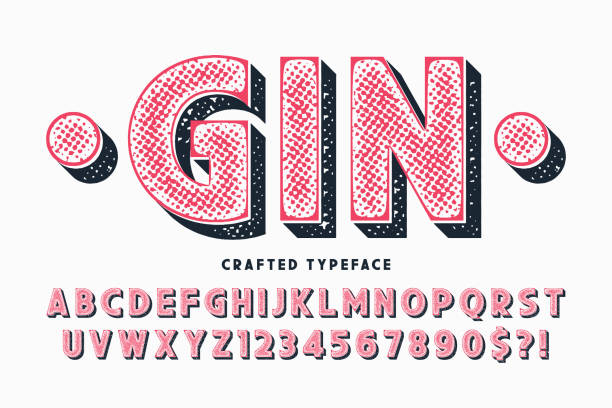Decorative vector vintage typeface, letters and numbers Decorative vector vintage typeface, letters and numbers. Color swatches control gin label stock illustrations