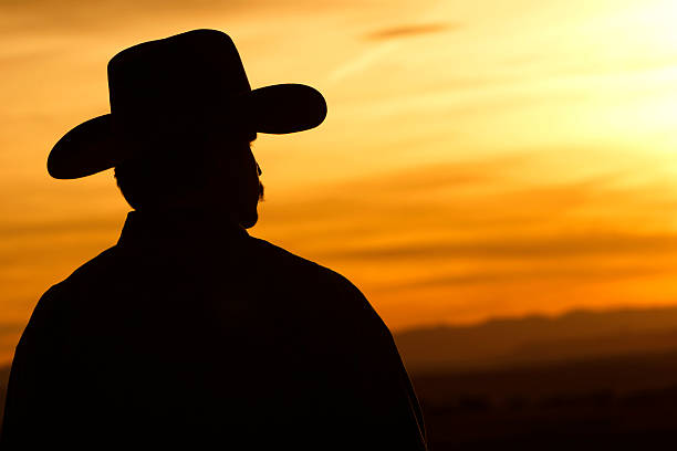 istock Cowboy Silhouette Against Sunset Sky 102773875