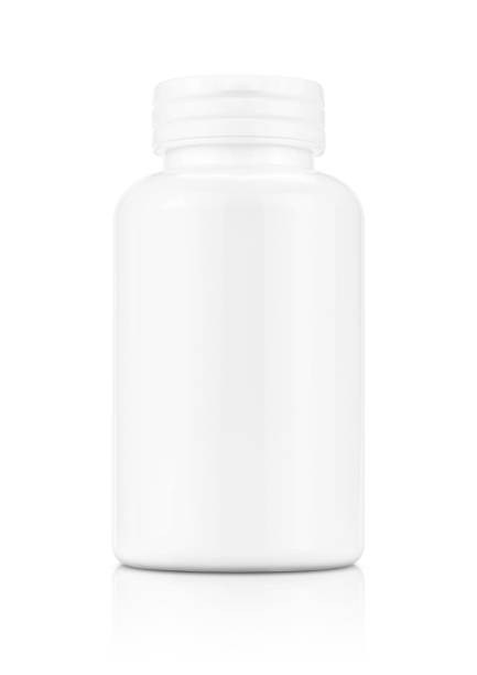 istock Blank packaging white plastic bottle for supplement product isolated on white background 1027738914