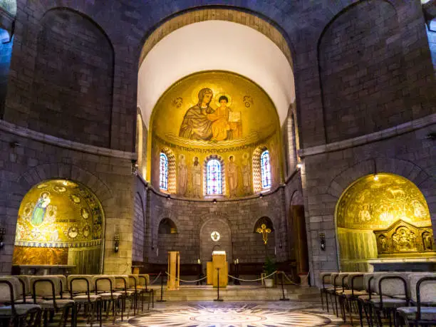 Photo of Abbey of Dormition (Church of the Cenacle) on mount Zion, Jerusalem, Israel.