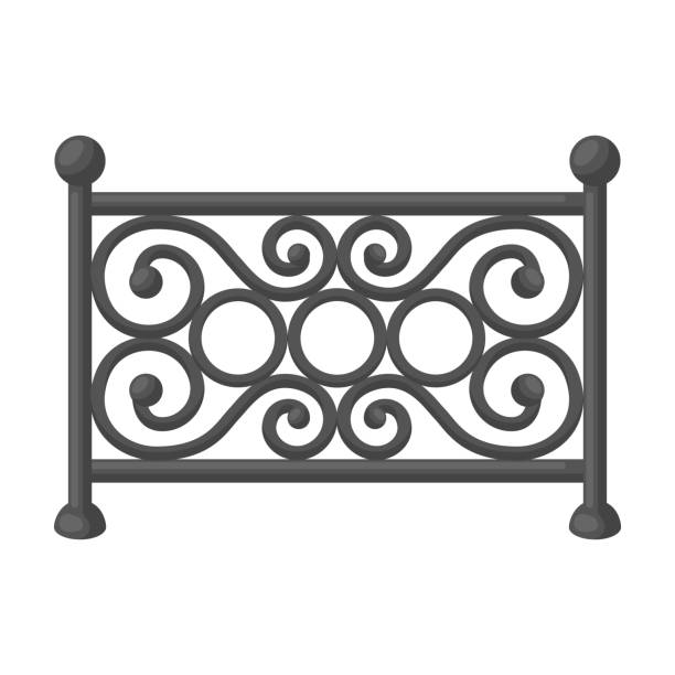 istock Fence icon in monochrome style isolated on white background. Park symbol stock vector illustration. 1027745814