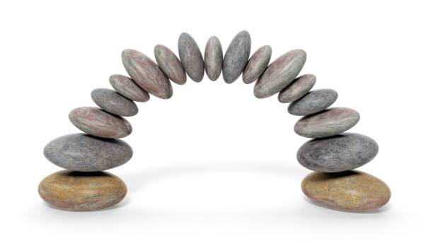 istock 3D rendering of balancing stones forming an arch, isolated on white background 1027746166