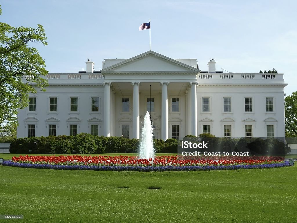 Primavera na Casa Branca - Foto de stock de Casa Branca - Washington DC royalty-free