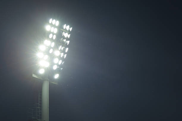 istock Stadium lights turned on and some insects at night 1027757624