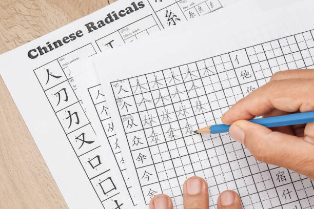 Learn to Write Chinese Characters in Classroom Learn to Write Chinese Characters in Classroom chinese lesson stock pictures, royalty-free photos & images